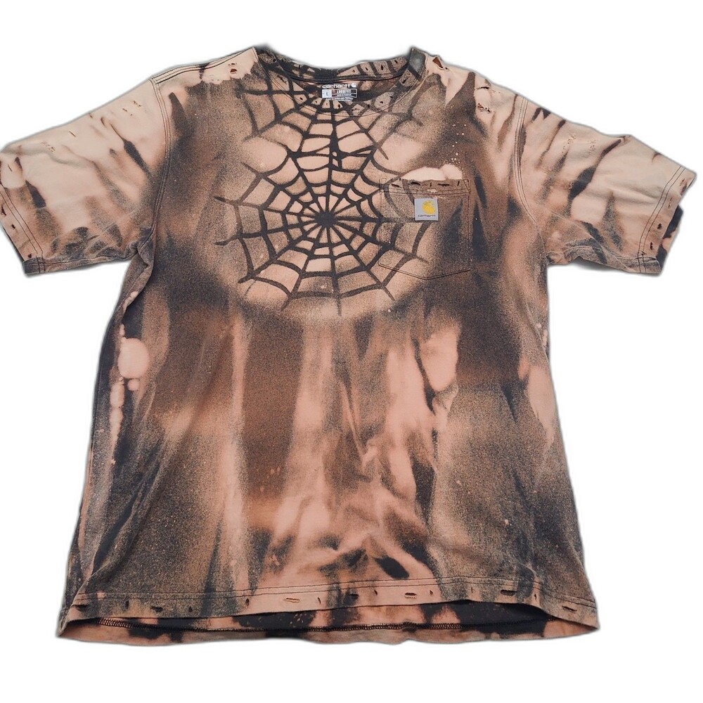 Carhartt Custom Spider Web Fader Bleach Dye Black T-Shirt